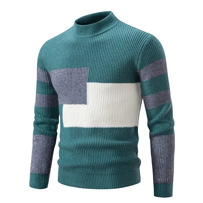 Dziany sweter z wzorem blokowym