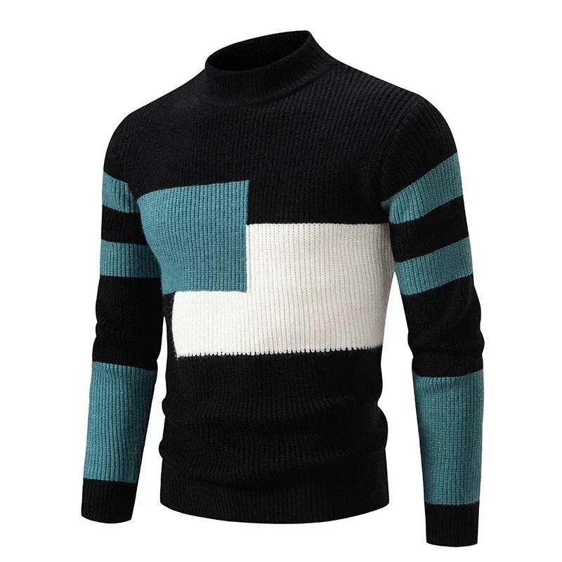 Dziany sweter z wzorem blokowym