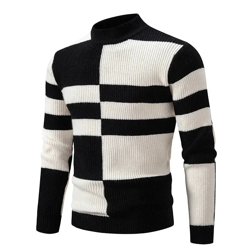 Dziany sweter z wzorem blokowym